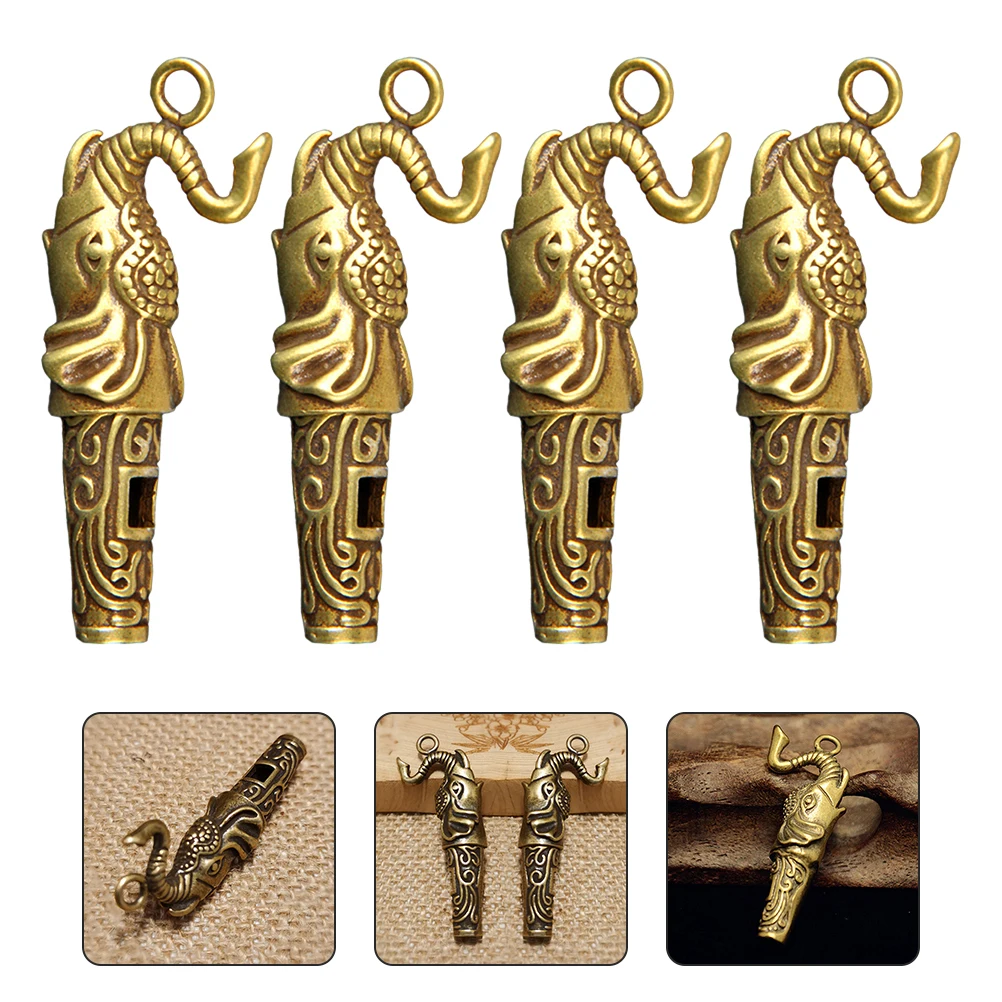 

4 Pcs Key Chain Pendant Whistle Keychain Double Tubes Safety Whistles Hiking Outdoor Sports Copper Survival Emergency
