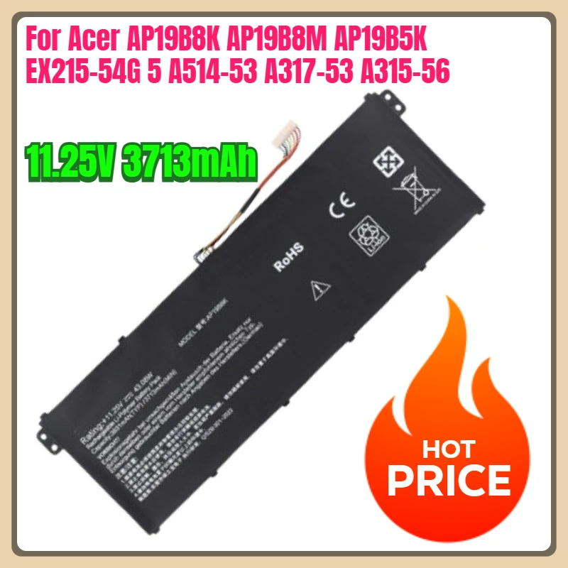 

11.25V 3713mAh Laptop Batteries for Acer AP19B8K AP19B8M AP19B5K EX215-54G 5 A514-53 A317-53 A315-56