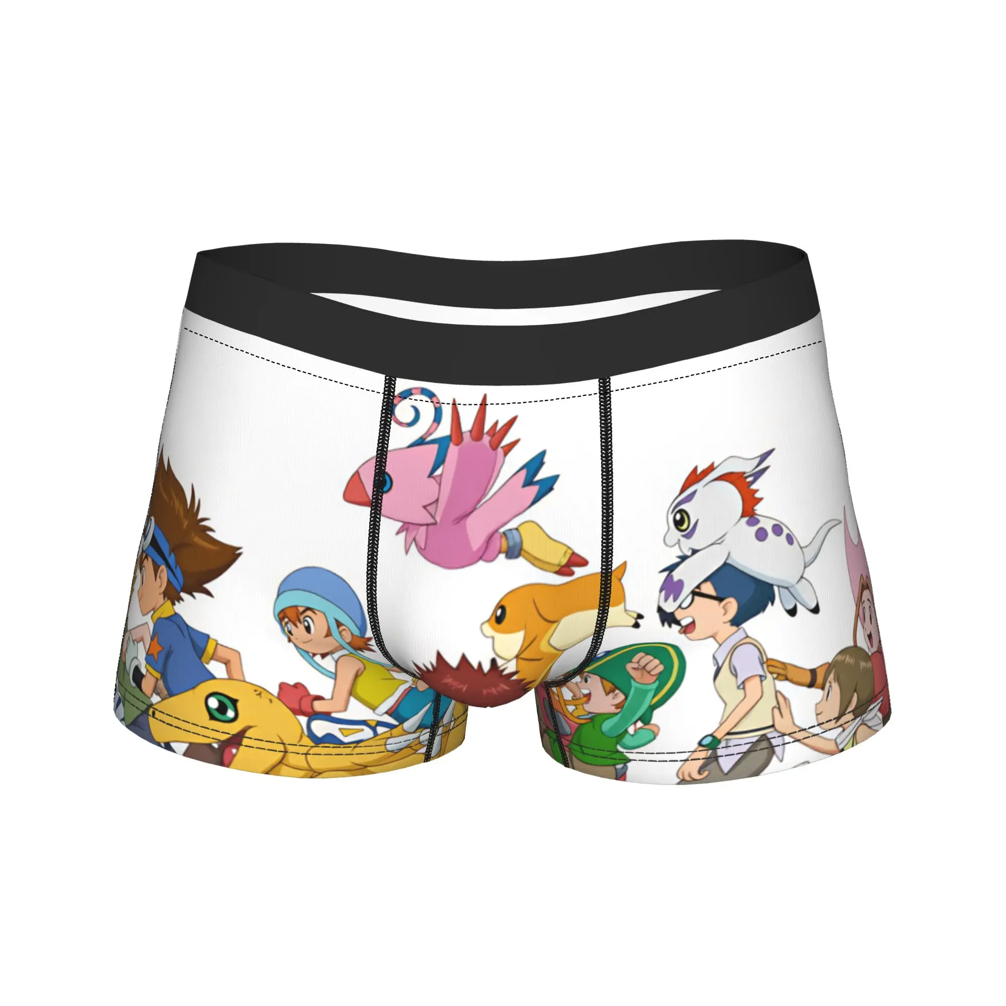 Digimon Adventure 01 All Characters Boxer Shorts  Pouch Underwear High Quality Custom Shorts Briefs Comfortable Men Underpants