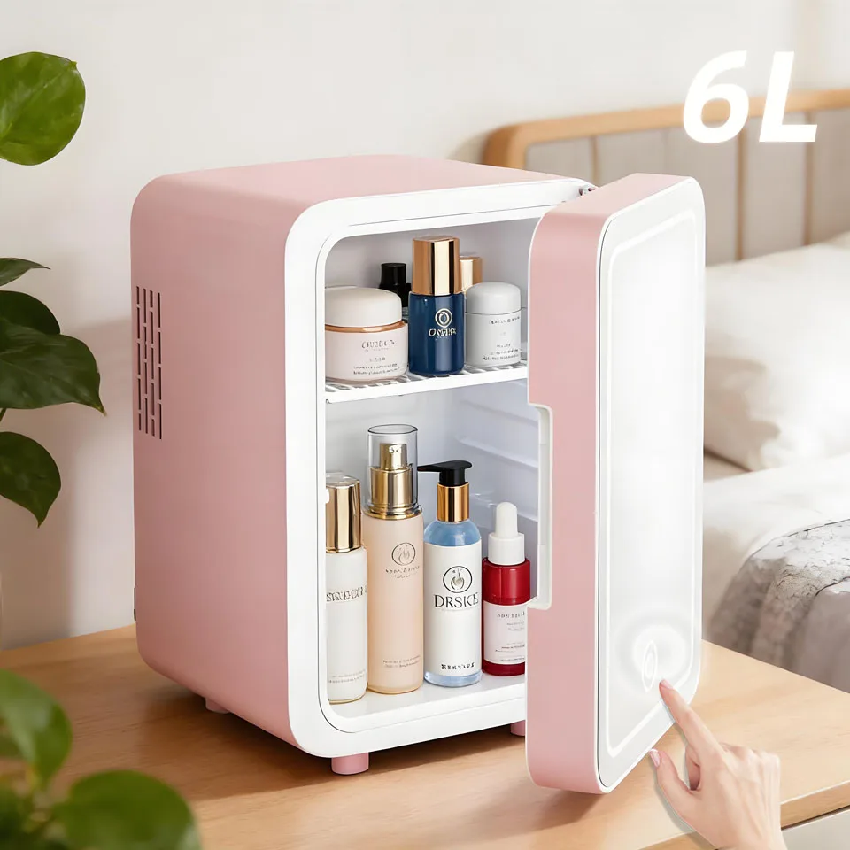 6L LED Mirror Small Refrigerator Mini Refrigerator For Cosmetics And Beauty 12V 220V Car Home Dual-use Hot & Cold Refrigerator