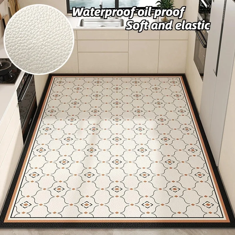 American Style Leather Kitchen Floor Mats Bathroom Non-slip Large Area Rugs Home Decoraction Waterproof and Oil Proof Carpets