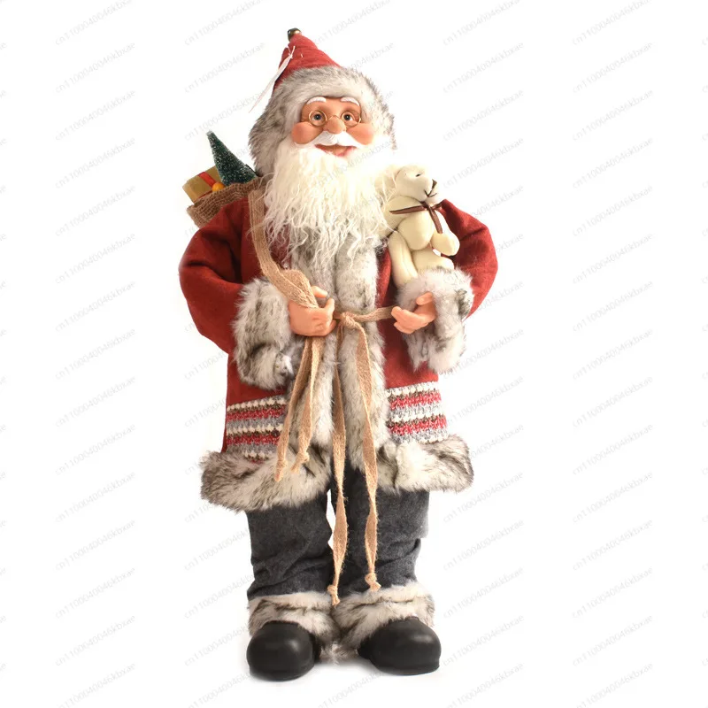 

45Cm High-end Luxury Santa Claus Doll Standing Christmas Decorations Gift Arrangement Ornament
