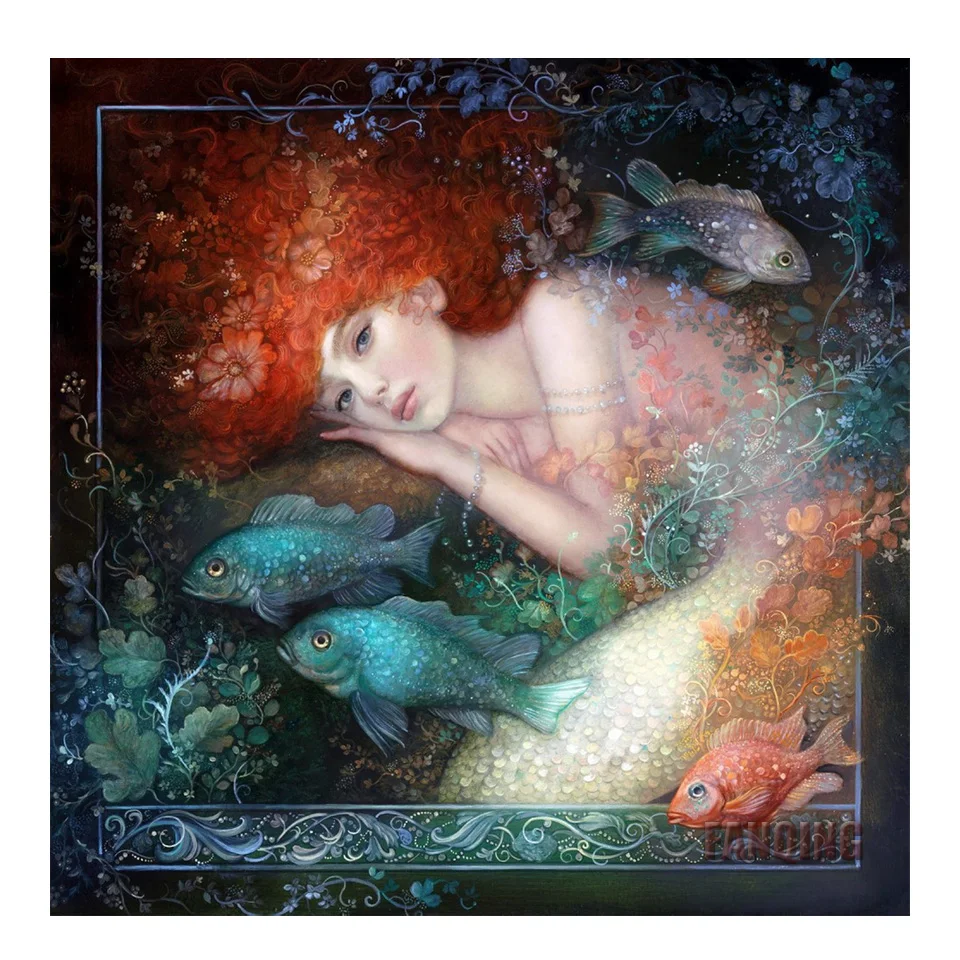 

5D Diamond Painting Mermaid DIY Crystal Cartoon Diamond Embroidery Mosaic Fish Rhinestone Cross Stitch Craft Home Bedroom Decor