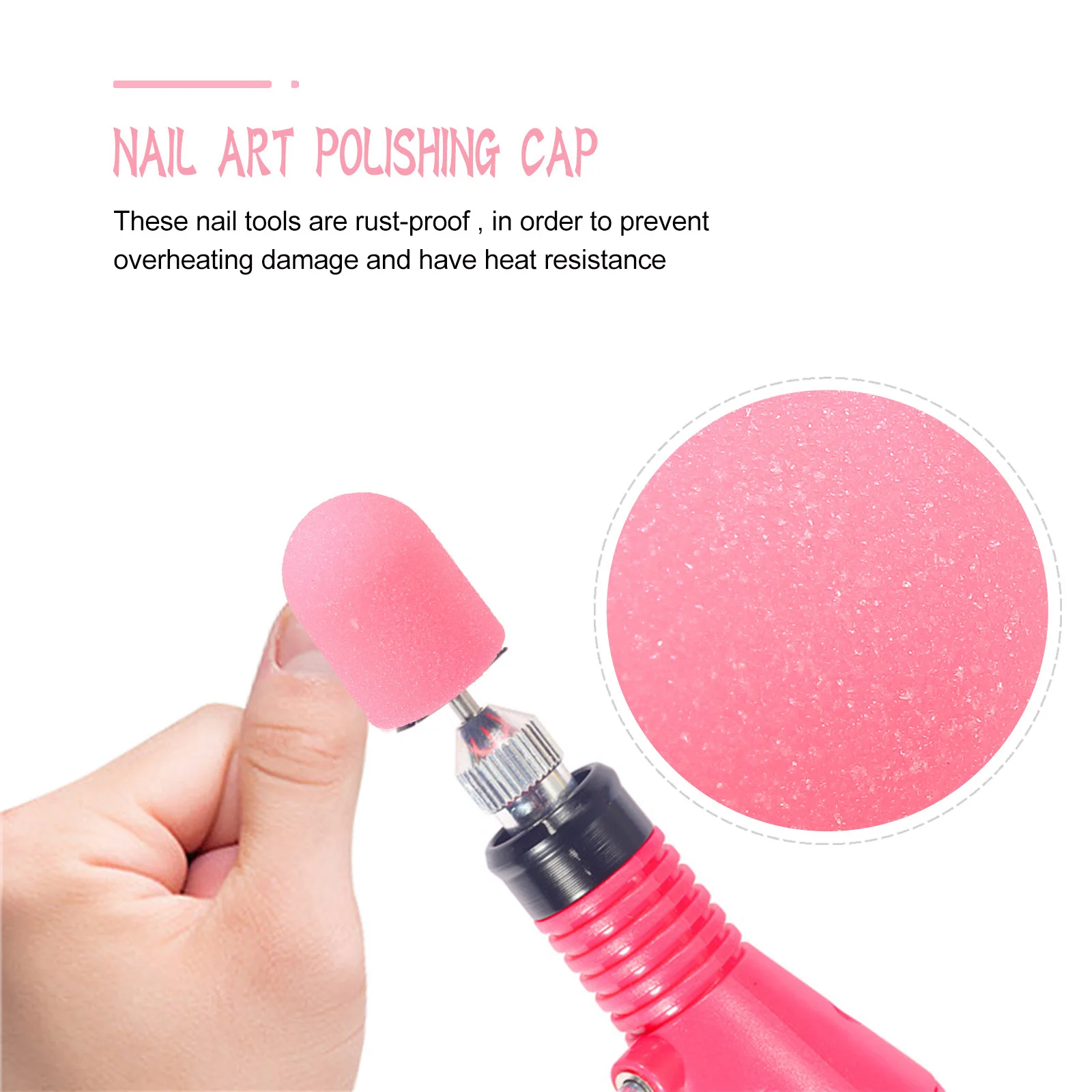 

10pcs Nail Grinding Head Sanding Cap Manicure Tool Kit For Cuticle Care Heat Resistant Rust Proof Portable Nail Art Sand Cap