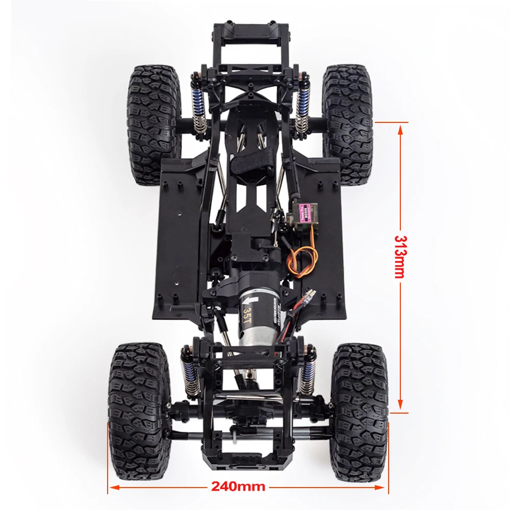 313mm Wheelbase Chassis Frame Set with 35T 550 Motor 2 Speed Transmission for 1/10 RC Car Rock Crawler TRX4 D90 Upgrade