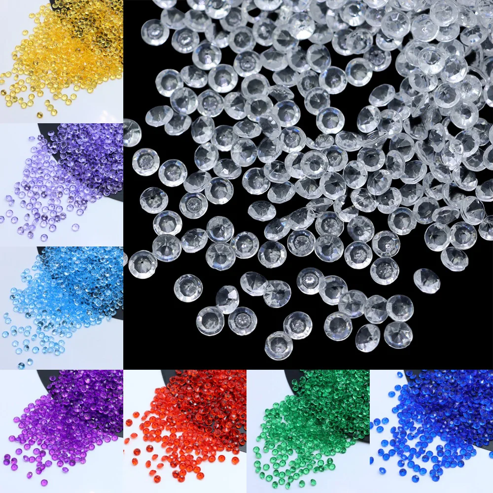 1000pcs Multicolor Crystal Confetti, Table Scatter, Wedding Vase Filler, Rhinestones For Bridal Shower Birthday Mother's Day Par