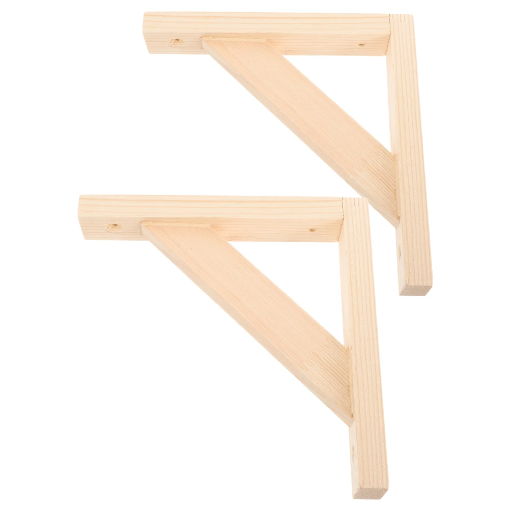 

2 Pcs Bracket Solid Wood Tripod Stand Wall Mounting Brackets Wooden Floating Shelves