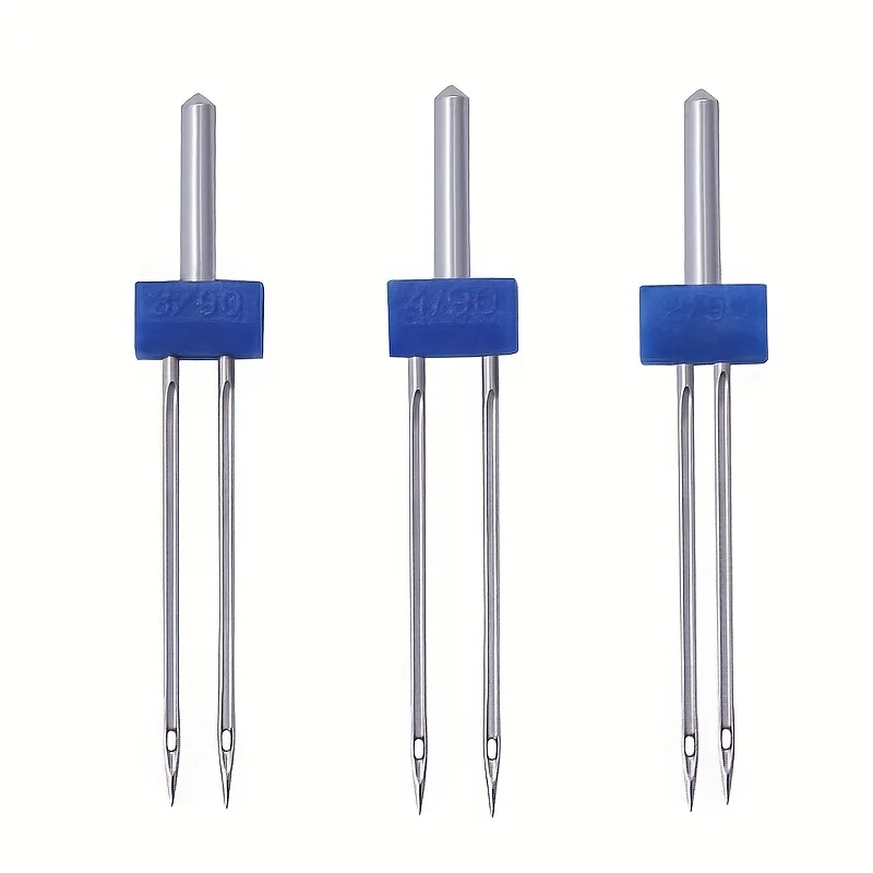 Twin Needles for Sewing Machine, Stretch Machine Double Twin Needles Pins for Household Sewing Machine, 3 Size Mixed 2.0/90, 3.0