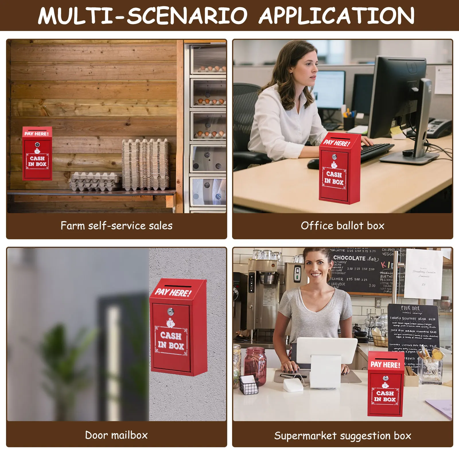 صندوق التبرع المعدني-صندوق الاقتراحات Money-Secure Drop Box-Comment Ballot Voting Box-comes Tip Jar للأعمال المنزلية والمكتب في الهواء الطلق #5