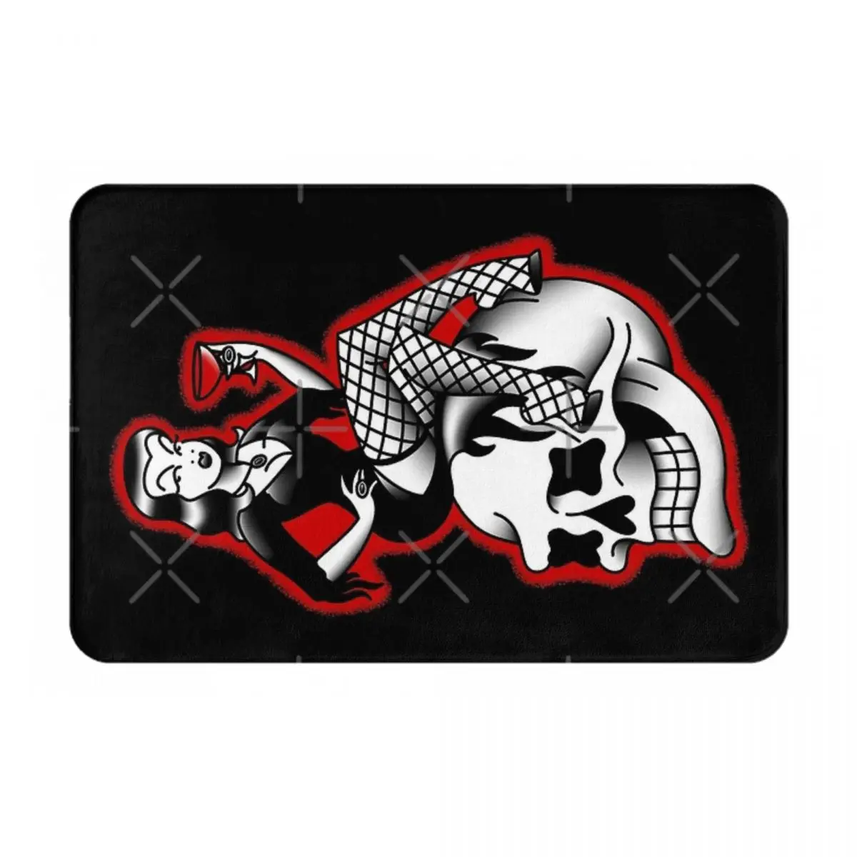 Salty-Dog American Traditional Lowbrow Facecloth Non-Slip Floor Mat BathroomThick And Comfortable, Durable Foot Mats