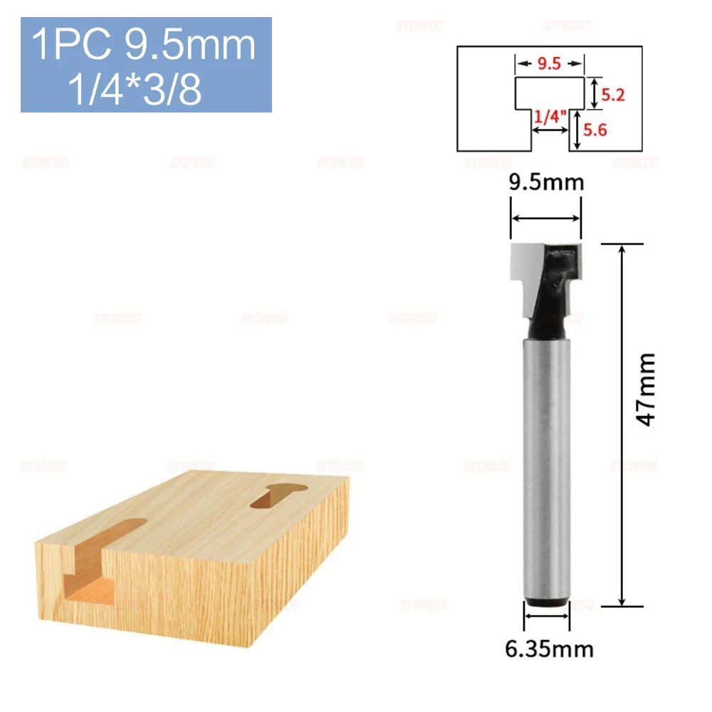 STONEGO 1PC/3PCS 1/4" Shank 6.35mm Cutter Router Bit Hex Bolt Key Hole Bits T Slotting Milling Cutter for Wood Woodworking