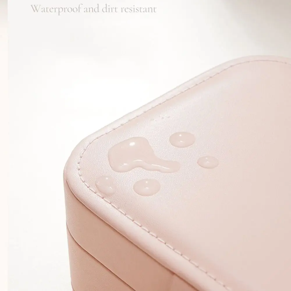 Pu レザージュエリーボックス防水ジッパージュエリーディスプレイケース長方形大容量ジュエリーオーガナイザーネックレスイヤリングリング