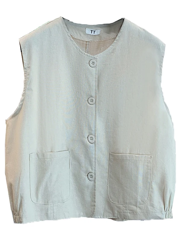 레트로 워크웨어 조끼 여성용 루즈핏 가을 겨울 아우터웨어 큰 주머니 레이어링 슬림 스타일 패셔너블 탑