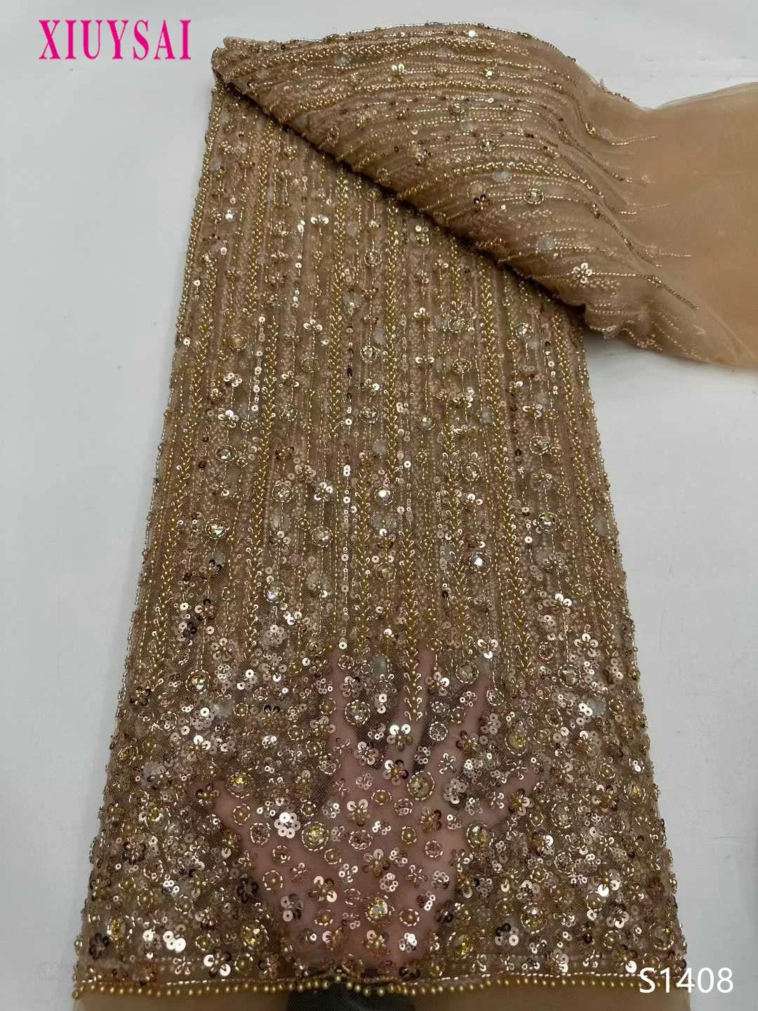 Nigerian Tulle Groom Lace Fabrics With Beads 2024 High Quality Luxury African Sequins French Mesh Lace For Wedding Party