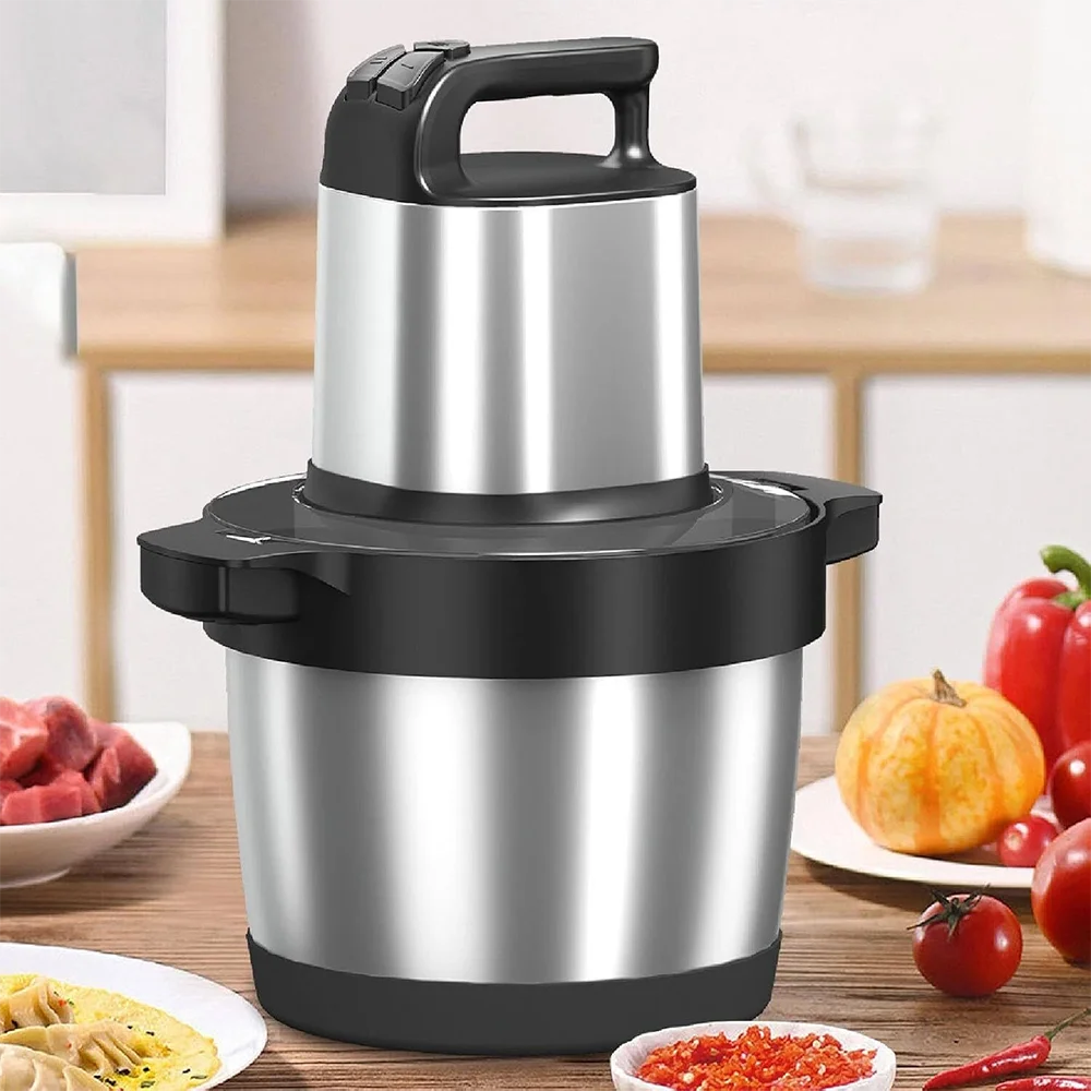 1500W 6,5L Edelstahl Küchenfleischzerkleinerer 3-Gang-Leistungsstarker Motor 4-Schicht-Klinge Gemüsezerkleinerer Zwiebel-Knoblauch-Mühle