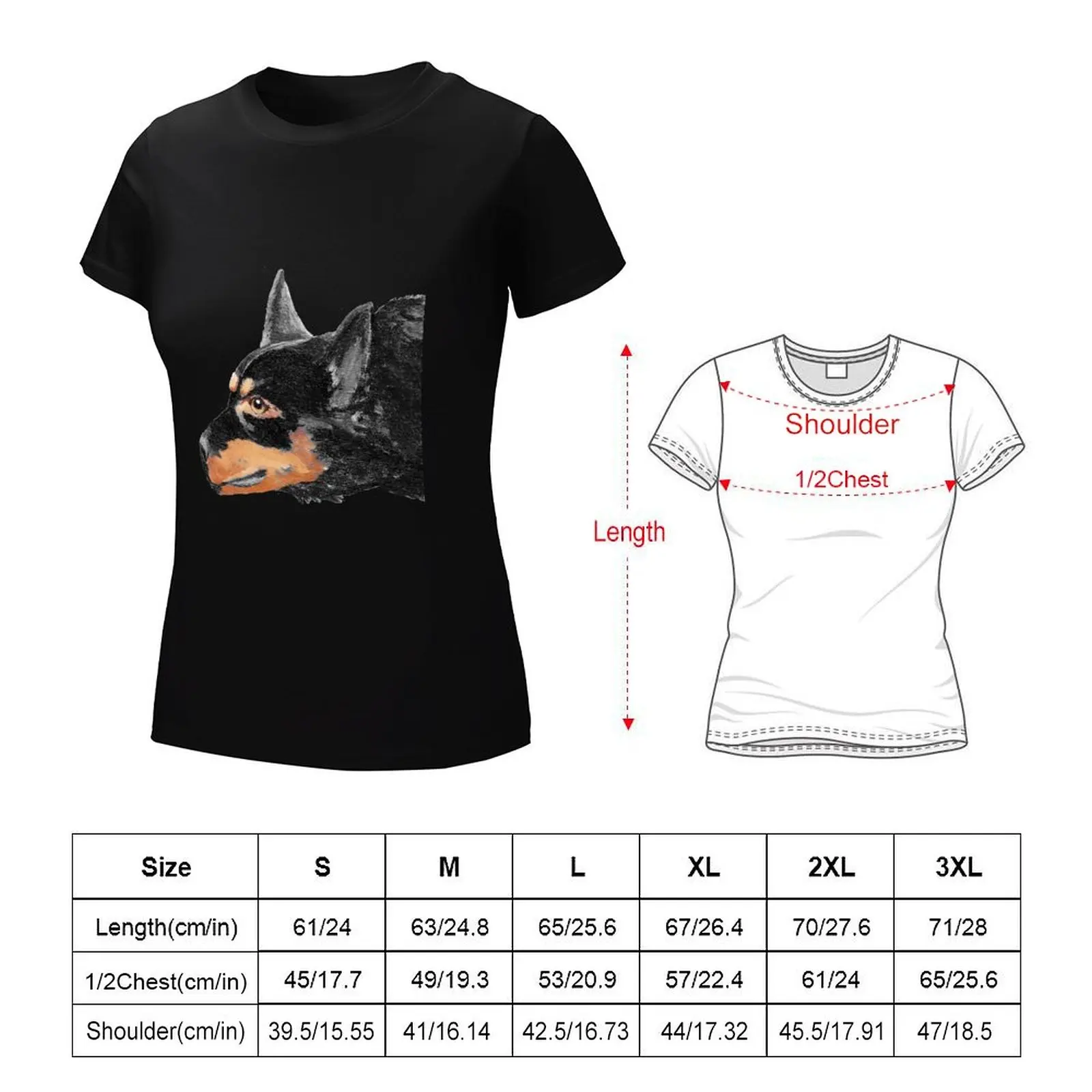 Australian Kelpie Black Portrait T-Shirt Blouse funny t shirts for Women