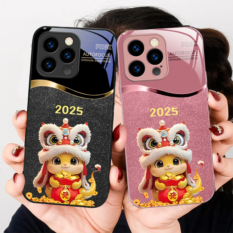 

Cartoon rich snake baby For iPhone 16 E 15 14 13 Plus 12 mini 11 Pro Max XR Xs X 7 8 P lus 6 6S 16E Tempered Glass Phone Case