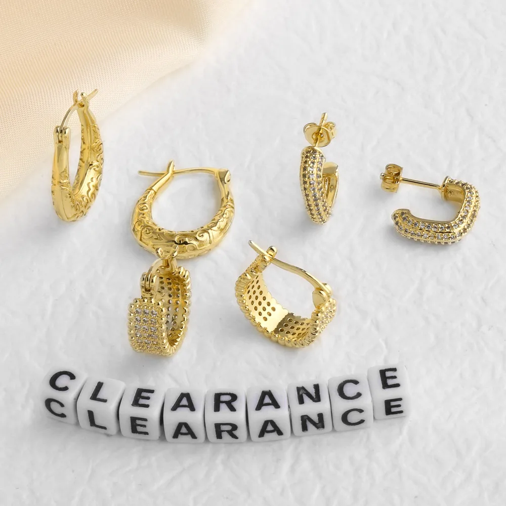 Clearance Earrings / 3Pairs CZ Crystal Heart Earrings for Women Gold Plated Jewelry CER0152