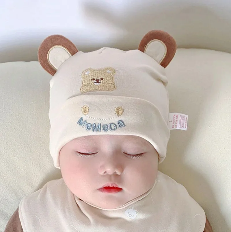 Cute Cartoon Bear Newborn Fetal Hat Autumn Winter Warm Baby Ear Protection Pullover Cap Beanies Boys Girls Kids Bonnet