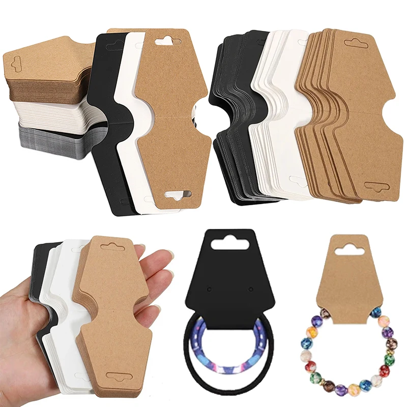100pcs/lot Foldable Display Cards Kraft Paper Bracelet Necklace Retail Cardboard Packaging Tags Label for DIY Jewelry TMZ