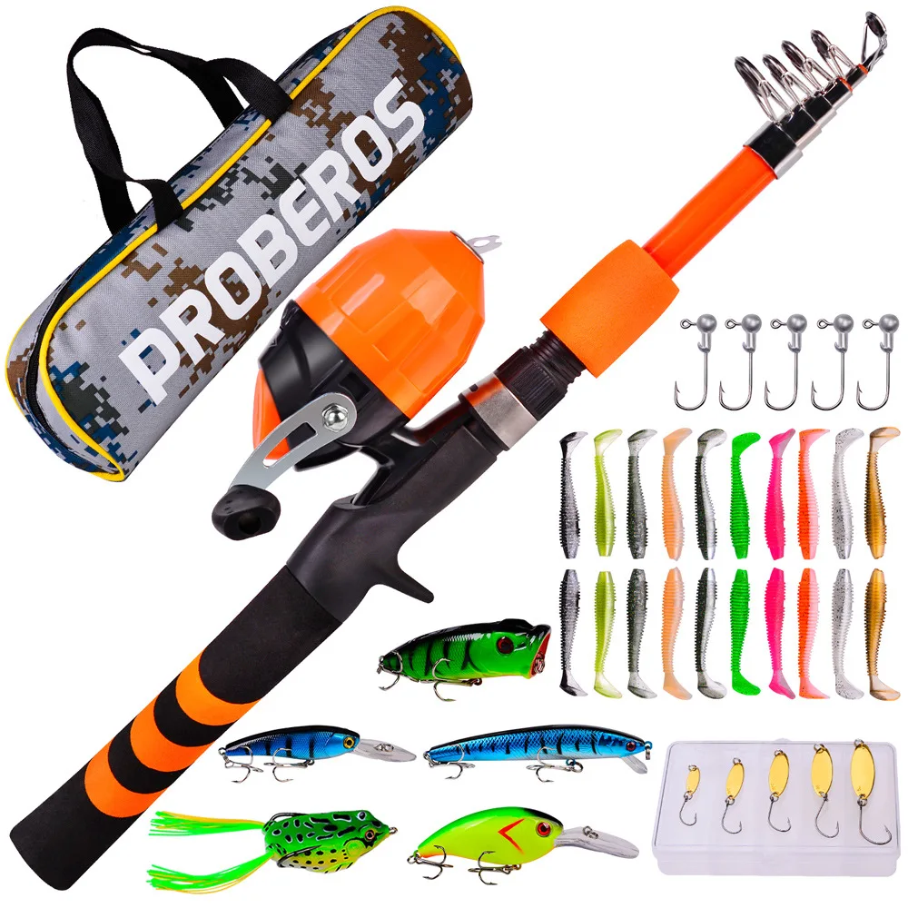 

Children's Telescopic Fishing Rod With Windlasses Accessories Combo Complete Kit Full Reel Set Spining Rods Lure Tackle Sea