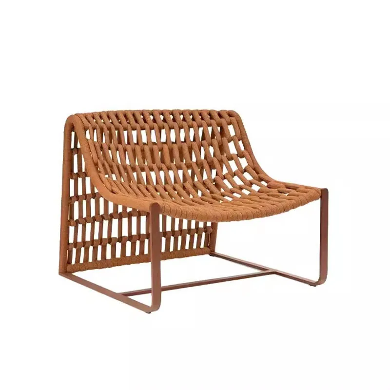 Outdoor Woven Rope Sofa Coffee Table Courtyard Balcony Rattan Chair Single Hotel Garden Terrace Leisure Lazy Chair Design Sense