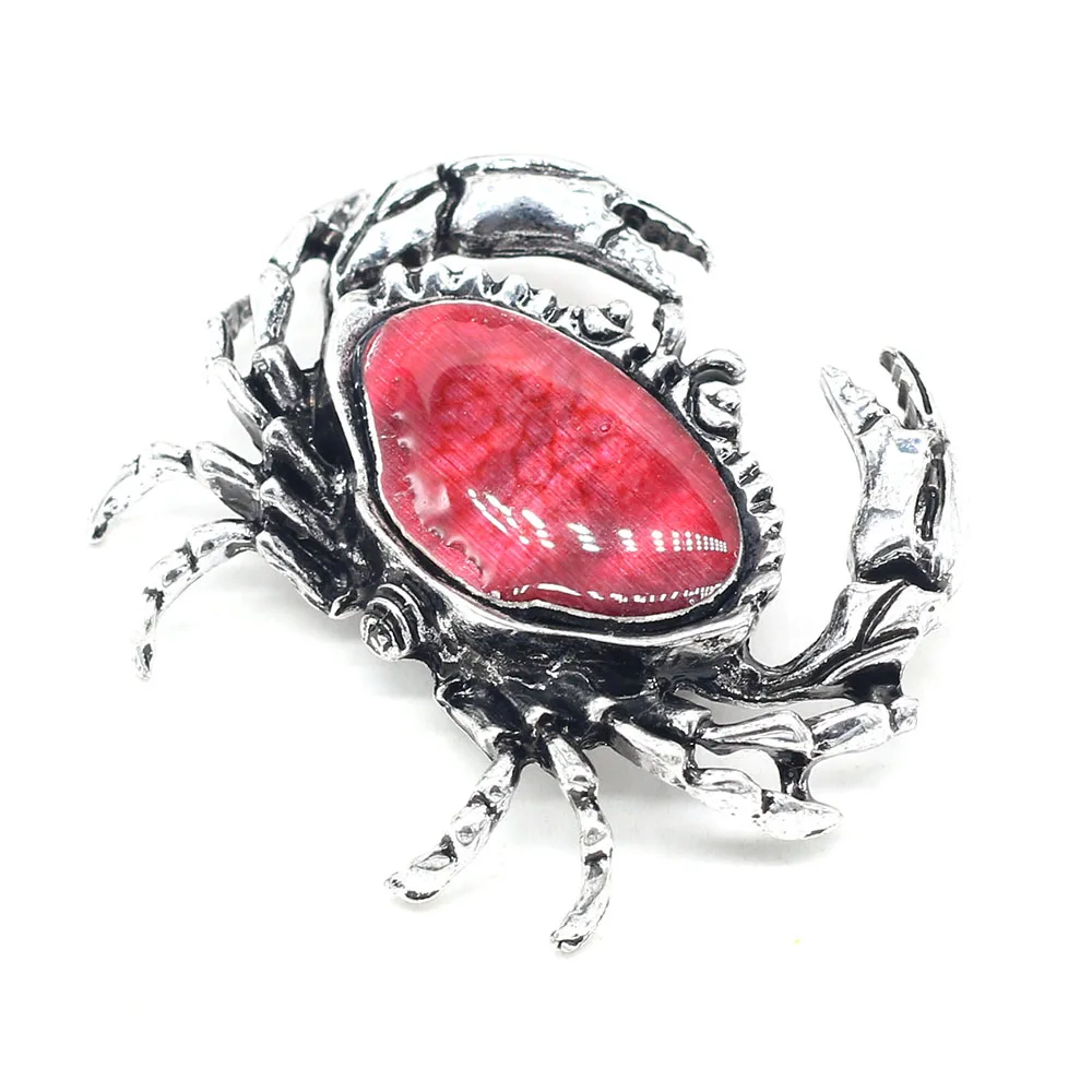 6PCS Wholesale Price Natural Abalone Shell Crab Shape Brooch Jewelry Making DIY Necklace Accessories Gift Decor 40x48mm