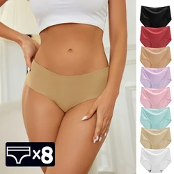 8Pcs/Set Women's Panties XXXXL Seamless Underwear New 8 Multicolor Female Basic Comfort Lingerie Pantys Silk Briefs for Ladies