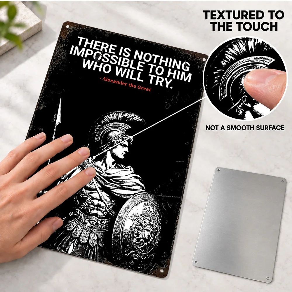 Alexander The Great Inspirational Quote Printed Poster Editorial Wall Art For Study Customized Aluminum Metal Sign Mentor Gift