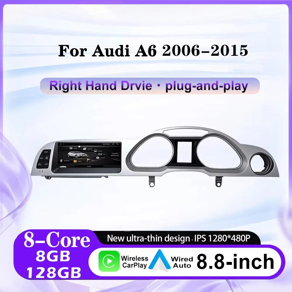 8.8 inch Car Radio Multimedia Player For Audi A6 2006-2015 Right Hand Drvie GPS Navi 4G Bluetooth WiFi Touch Screen Auto Tools