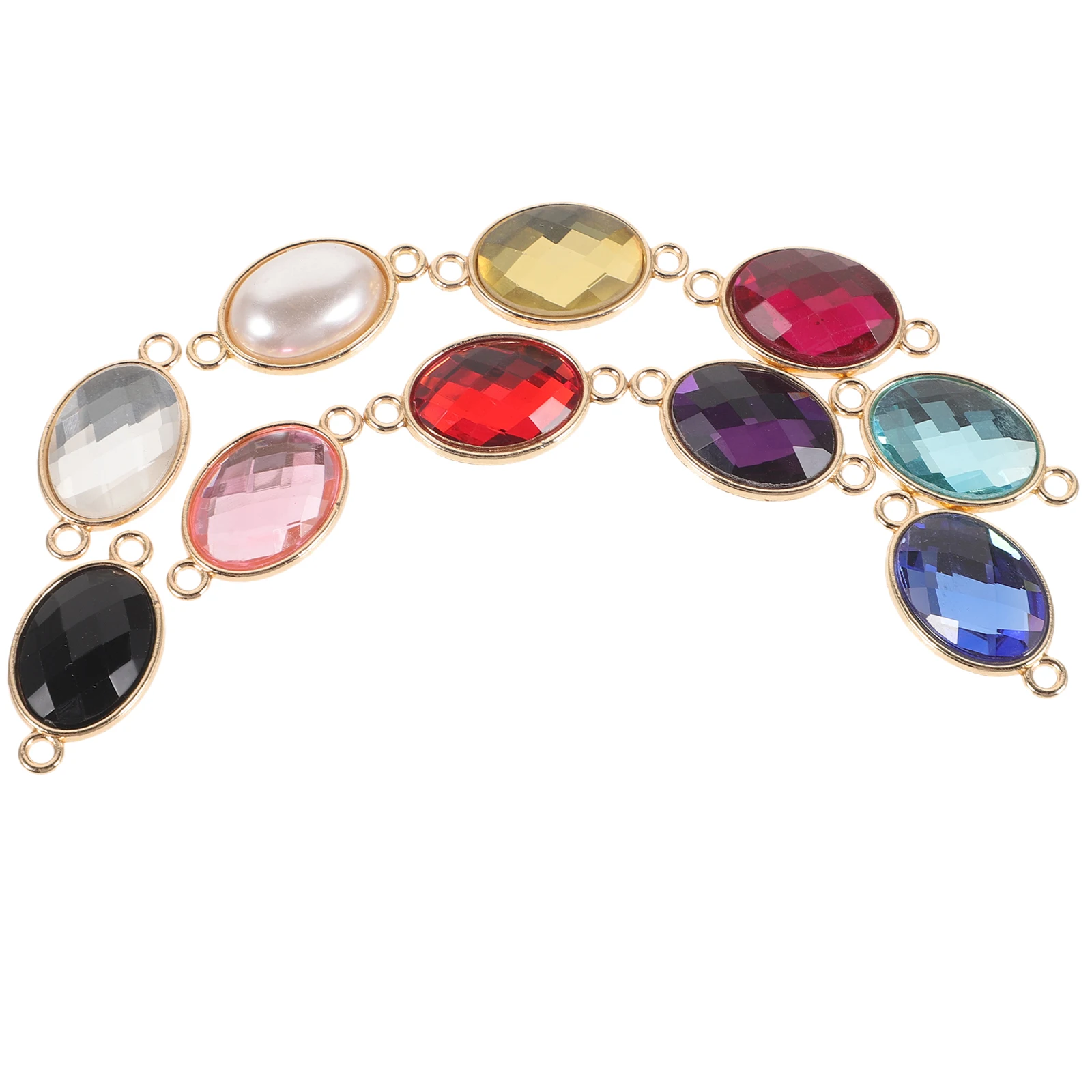 

10 Pcs Cat's Eye Pendant DIY Necklace Findings Connector Stone Jewelry Connectors Oval Shape Metal Charms For Making