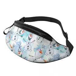 Custom Olaf Fanny Pack Women Men Casual Frozen Cartoon Crossbody Waist Bag for Travel Cycling Phone Money Pouch