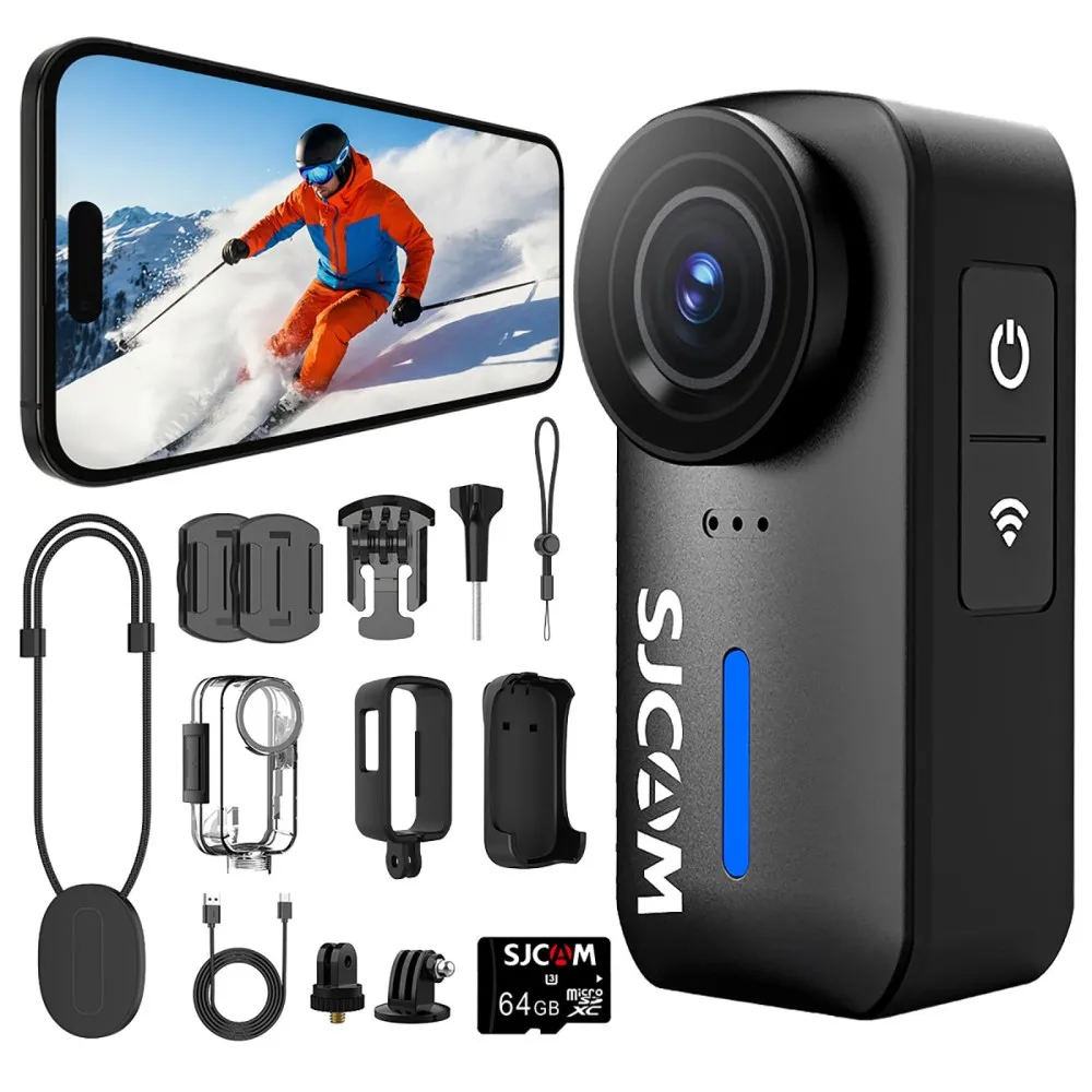 Plus Combo SJCAM C110+ 4K Mini Body Camera ,6-Axis Stabilization,30M Waterproof, Hands-Free Recorder for Motorcycle Helmet Vlog