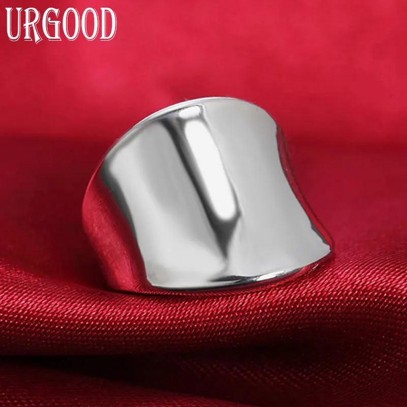 

925 Sterling Silver Smooth Concave Ring For Women Man Party Engagement Wedding Romantic Fashion Jewelry Gift