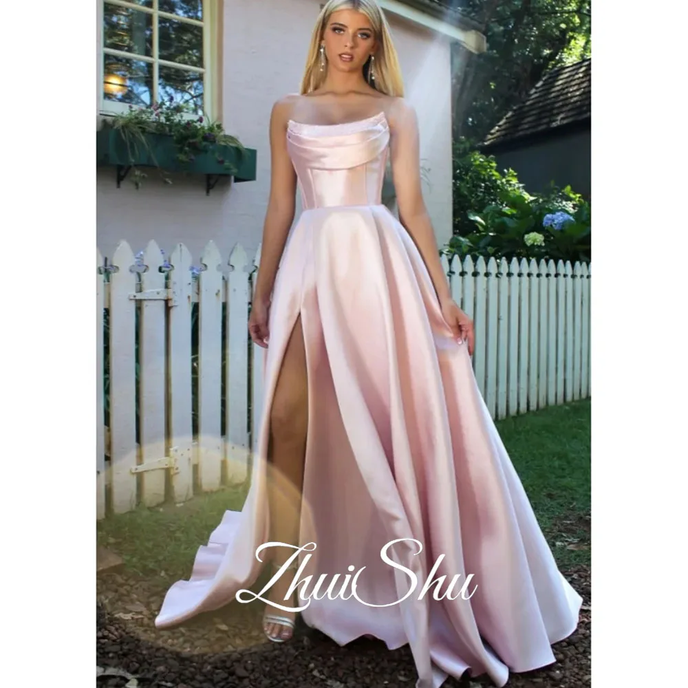 

ZHUISHU Robe De Cocktail Femme атласные розовые элегантные платья на заказ коктейльное вечернее платье линии женские элегантные платья