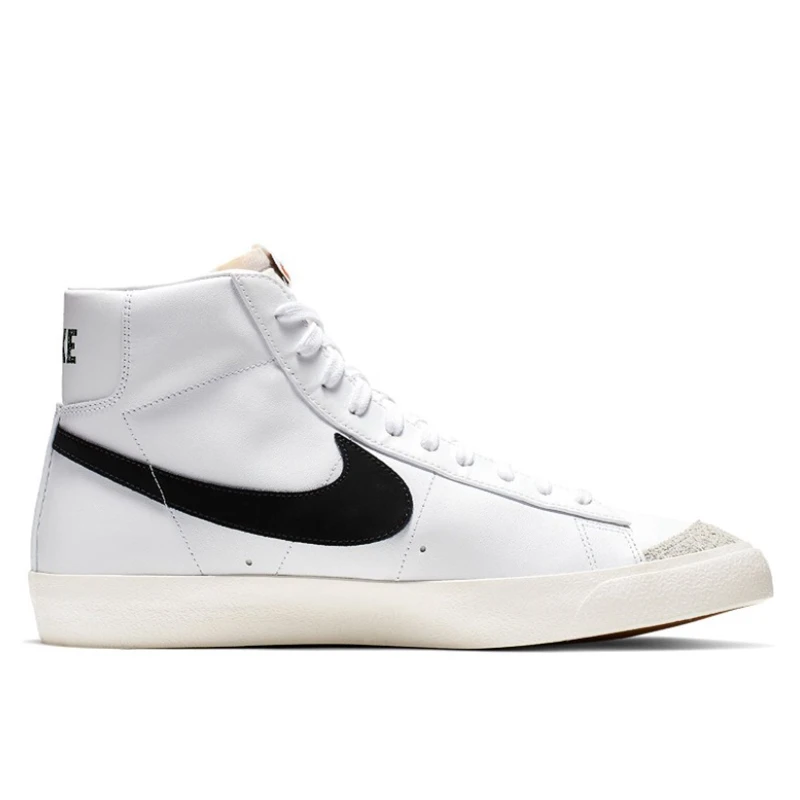 Nike Blazer 77 Wysokie buty na deskorolkę unisex Klasyczne czarno-białe miękkie skórzane antypoślizgowe codzienne trampki do biegania