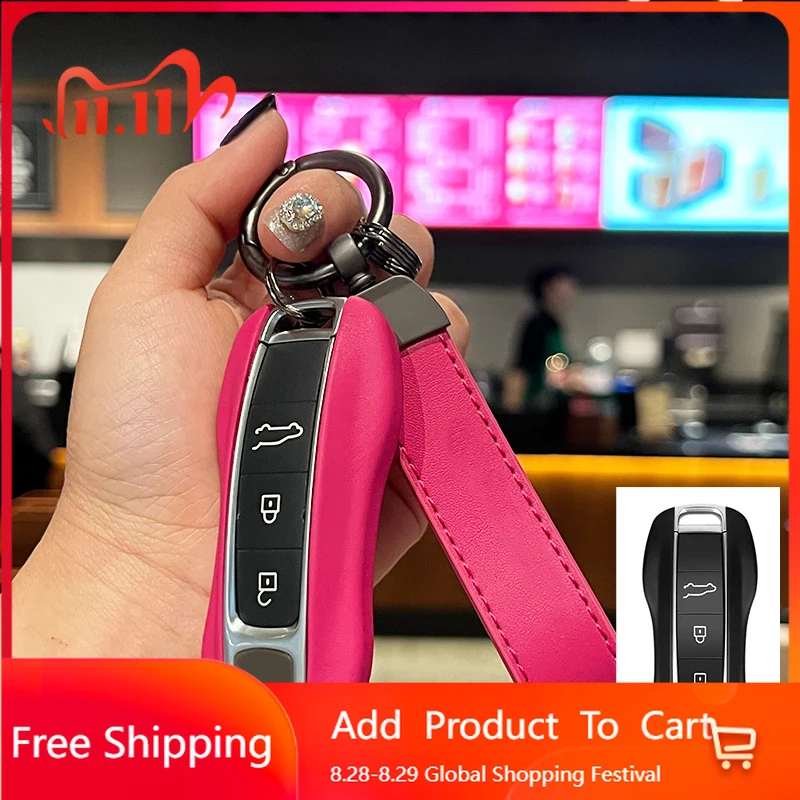 

Внутренние наклейки, кожаный чехол для смарт-ключа автомобиля, брелок для Porsche 911 Macan Boxster Cayenne Panamera Taycan Cayman 971 9YA 718