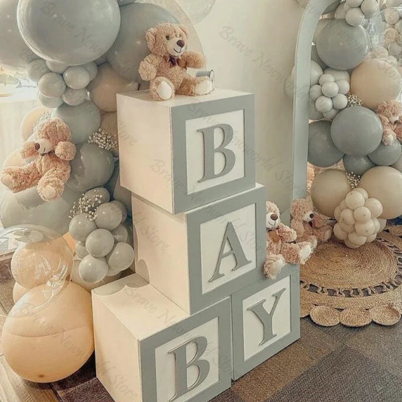 Imagem -05 - Baby Boxes Paper Blocks Gênero Revelar Partido Backdrop Props Baby Shower Decorações Mãe para Ser Decoração