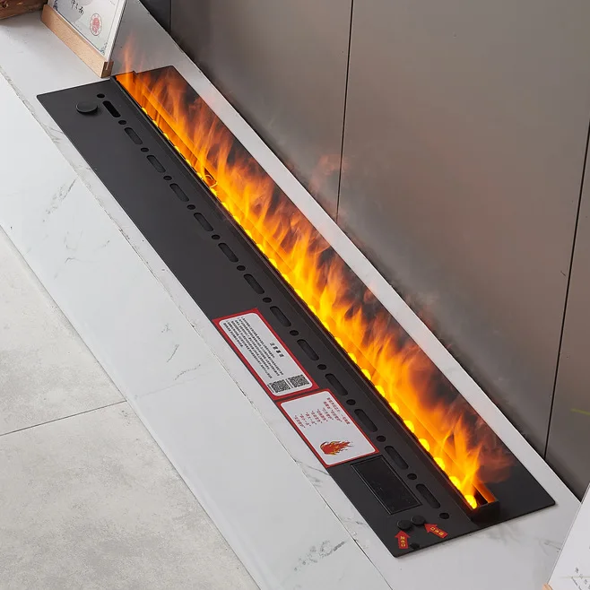 3D Smart Electric Fireplace American European Style Simulated Flame Household Metal Embedded Humidifier for Living Room English