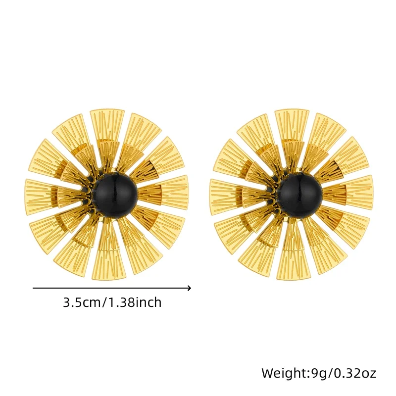 DIEYURO 316L Stainless Steel Golden Flowers Zircon Pearls Earrings For Women Girl New Trend Fashion Ear Jewelry Lady Party Gift