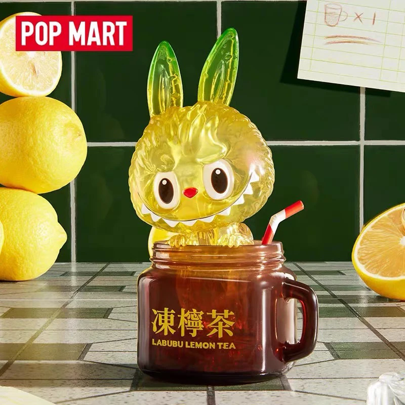 

New Popmart Labubu Lemon Tea Kawaii Action Figure Special Series Labubu Model Kids Birthday Gift Tabletop Decoration