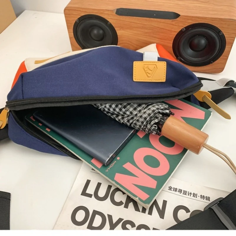 حقيبة هاراجوكو اليابانية المتضاربة ذات الألوان الإضافية للسفر للزوجين حقيبة صدر للرجال حقيبة خصر هيب هوب بنجي حقيبة كروس مربعة صغيرة رائعة ورائعة #5