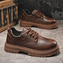 High Quality 2024 Men Casual Leather Business Tooling Shoes Comfy Thick Bottom Italian Male Shoes Antiskid Outdoor Oxford Shoes