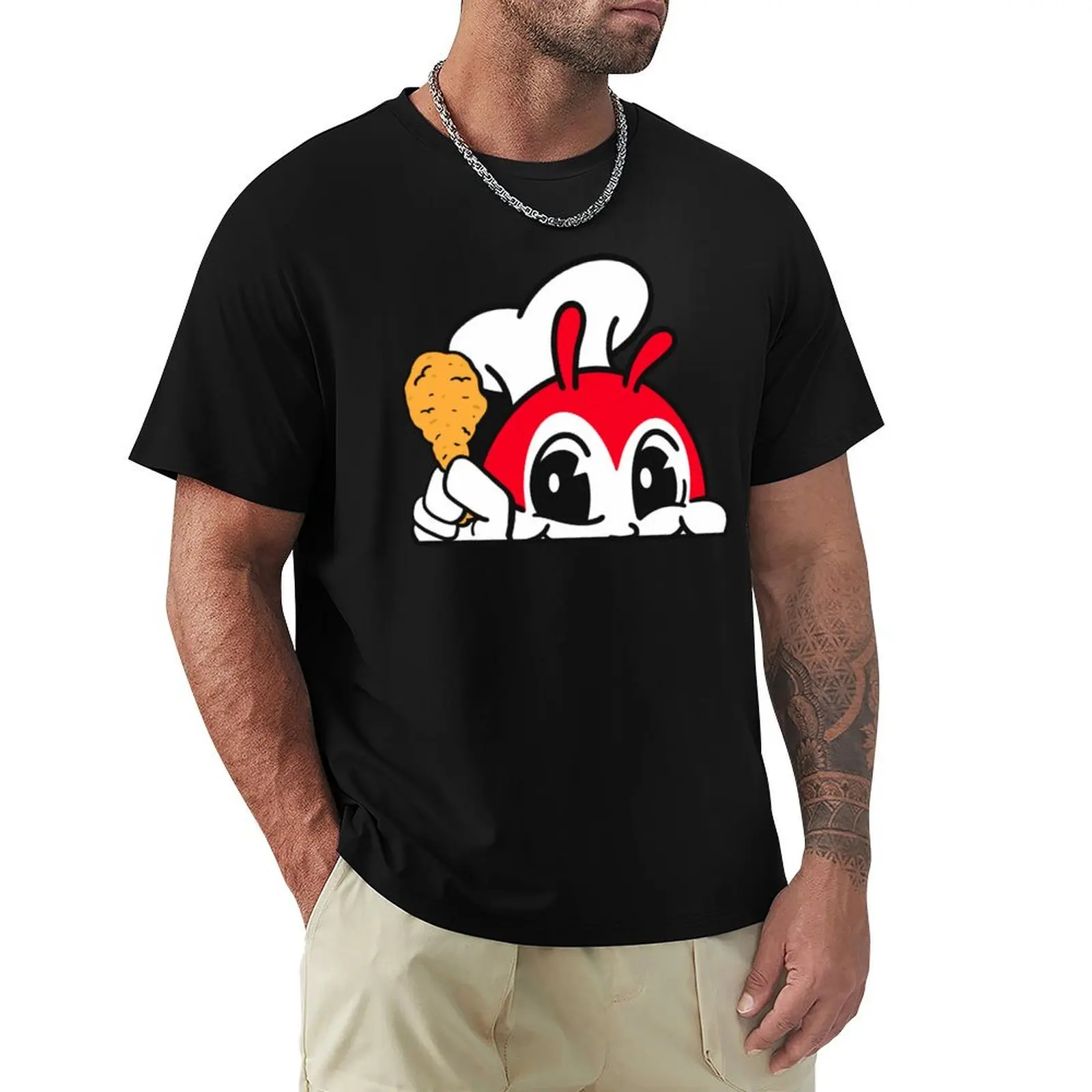 

JOLLIBEE PEEKING CUTE CHICKEN JOY FILIPINO T-Shirt Casual Streetwear Short Sleeve Tee