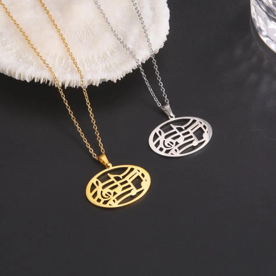 1PC Music Note Necklace Treble Clef Music Staff Pendant Choker Clavicle Chain Artist Concert Jewelry Gift F1487