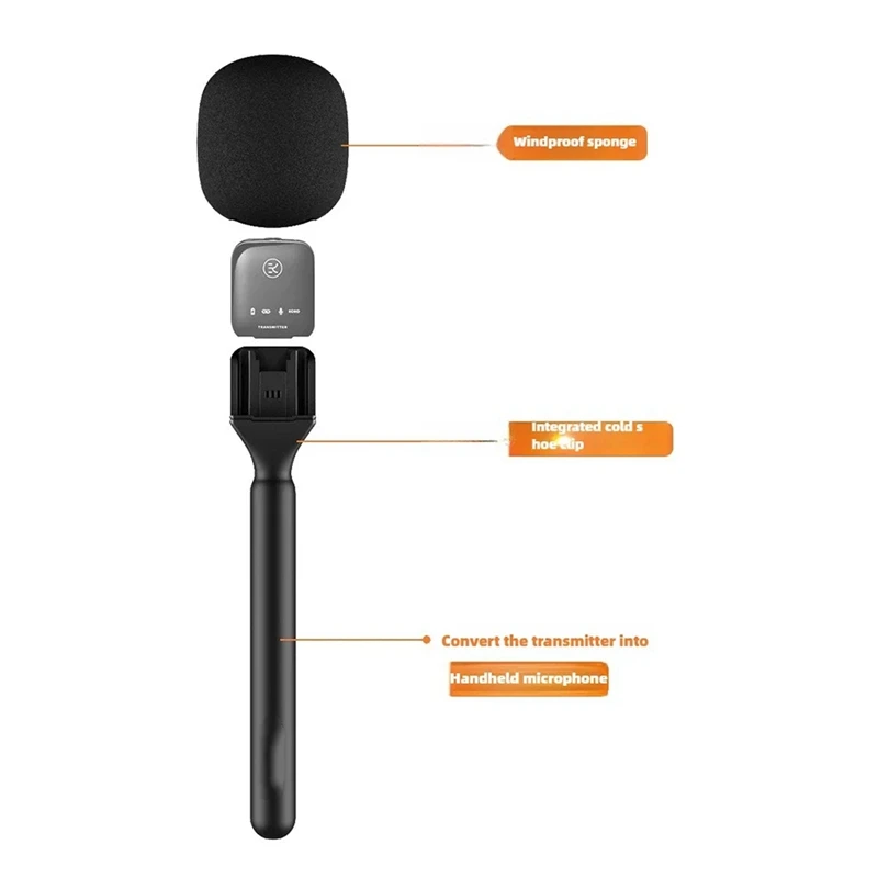 Handheld Wireless Microphone Adapter With Windshield Foam For Wireless Lavalier Microphone