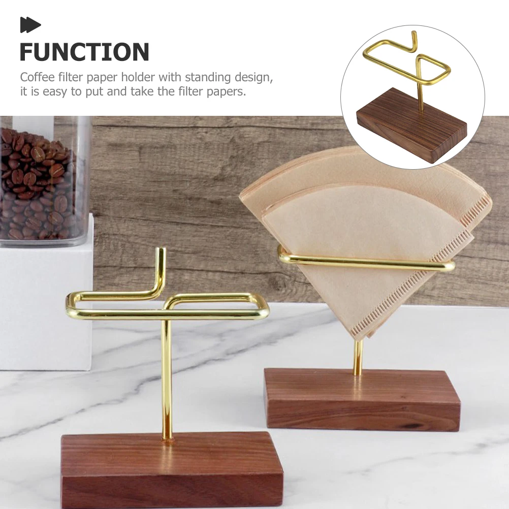 

Sturdy Holder Storage Stand Wooden Brass Filter Rack For Kitchen Home Office Simple Style Accessories Bar Supplies