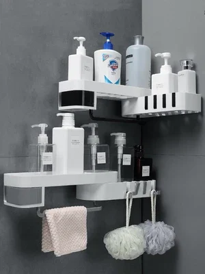 1 pcs Corner Shower Shelf Bathroom Shampoo Shower Shelf Holder Kitchen Storage Rack Organizer Wall Mounted Type