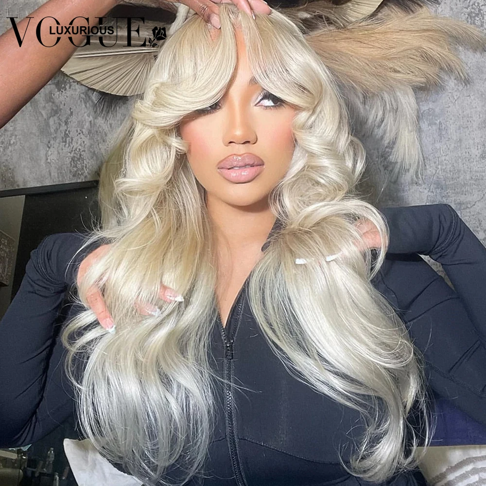 Platinum Blonde Colored Lace Closure Wigs 13x4 Body Wave Human Hair Transparent Lace Front Wig Brazilian Remy On Sale For Woman