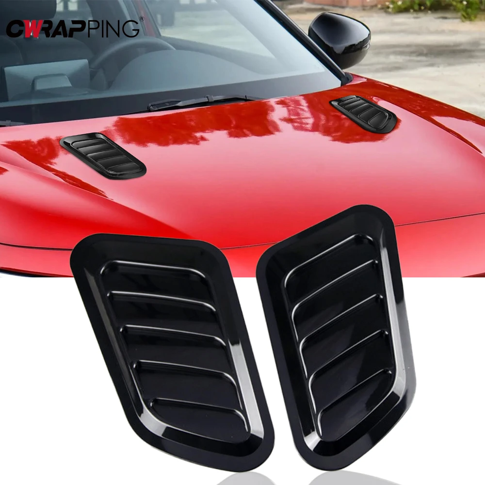 2PCS Car Tuning Hood Universal Carbon Fiber Air Flow Intake Decoration Hood Scoop Bonnet Vent Cover Stickers for Car Accessories